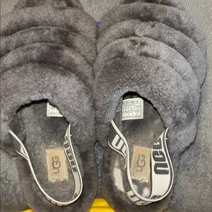 UGG Charcoal Fluffy Slippers